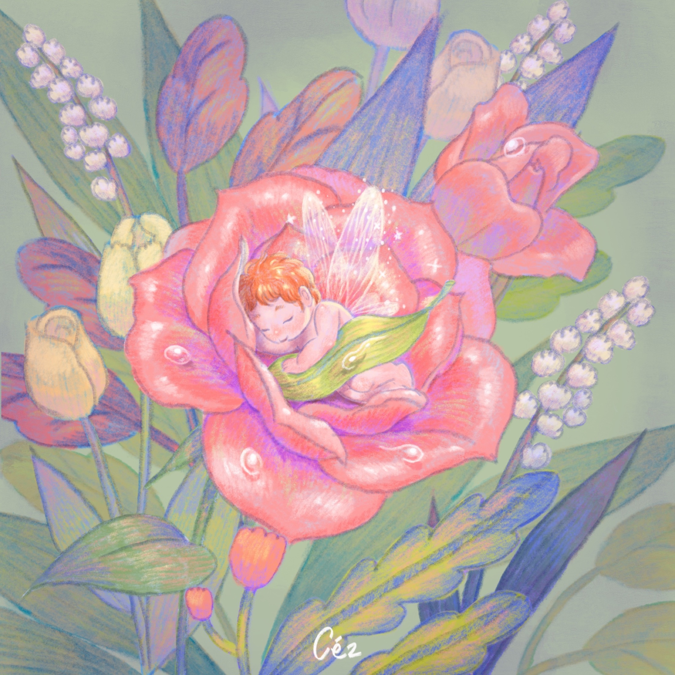 Class101 lesson sample material showing a digital illustration study.