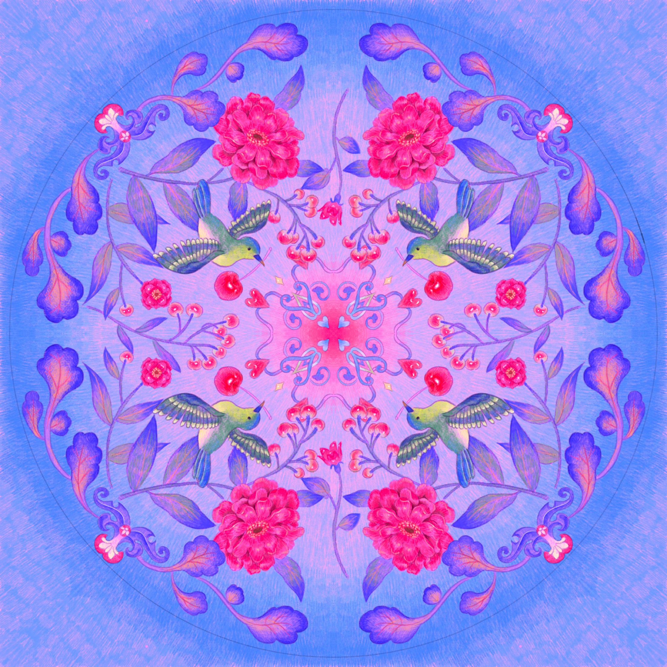 Circular floor graphic illustration created for the Y Pocha pop-up.