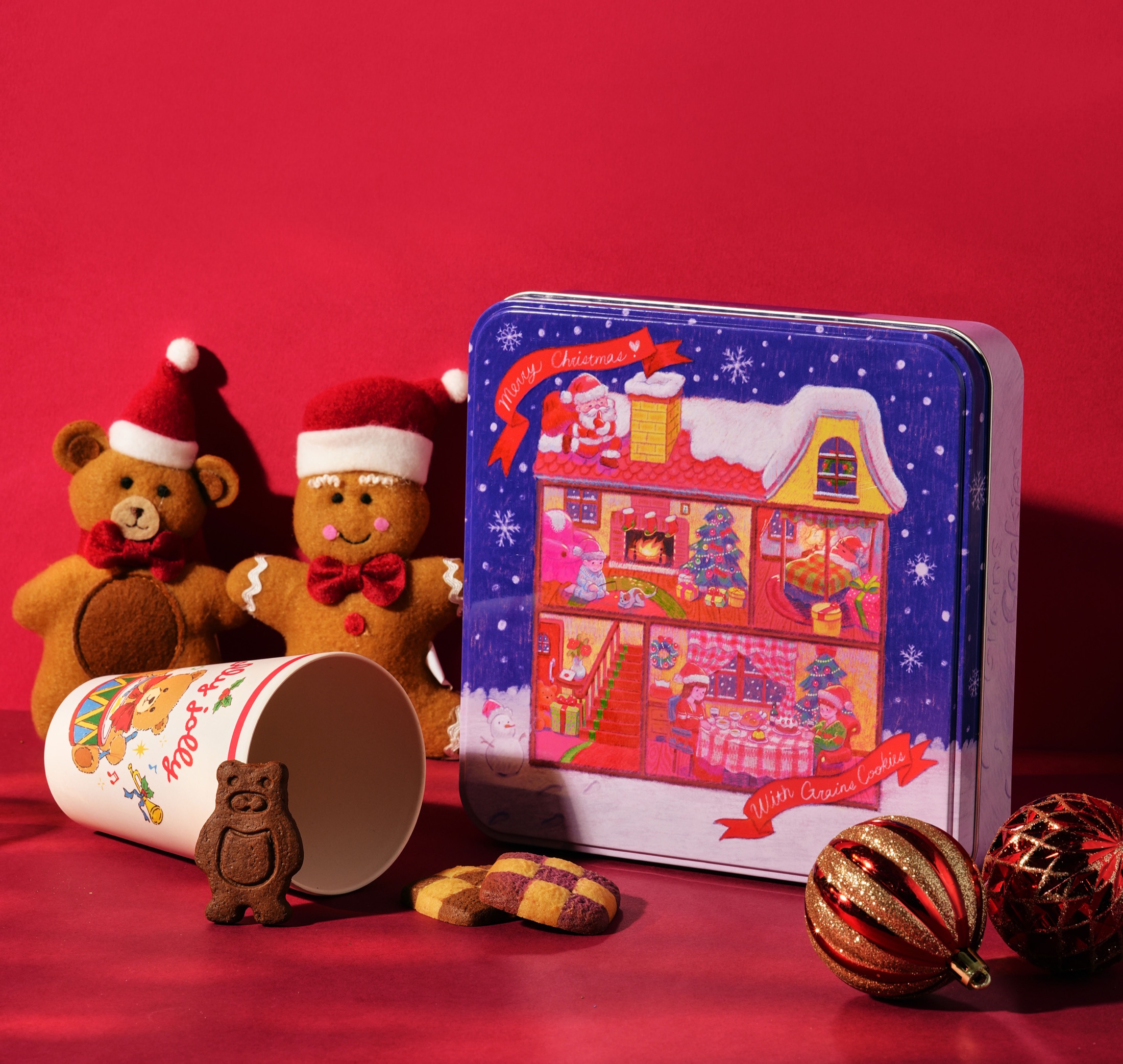 Square Grains Cookie tin packaging photograph.