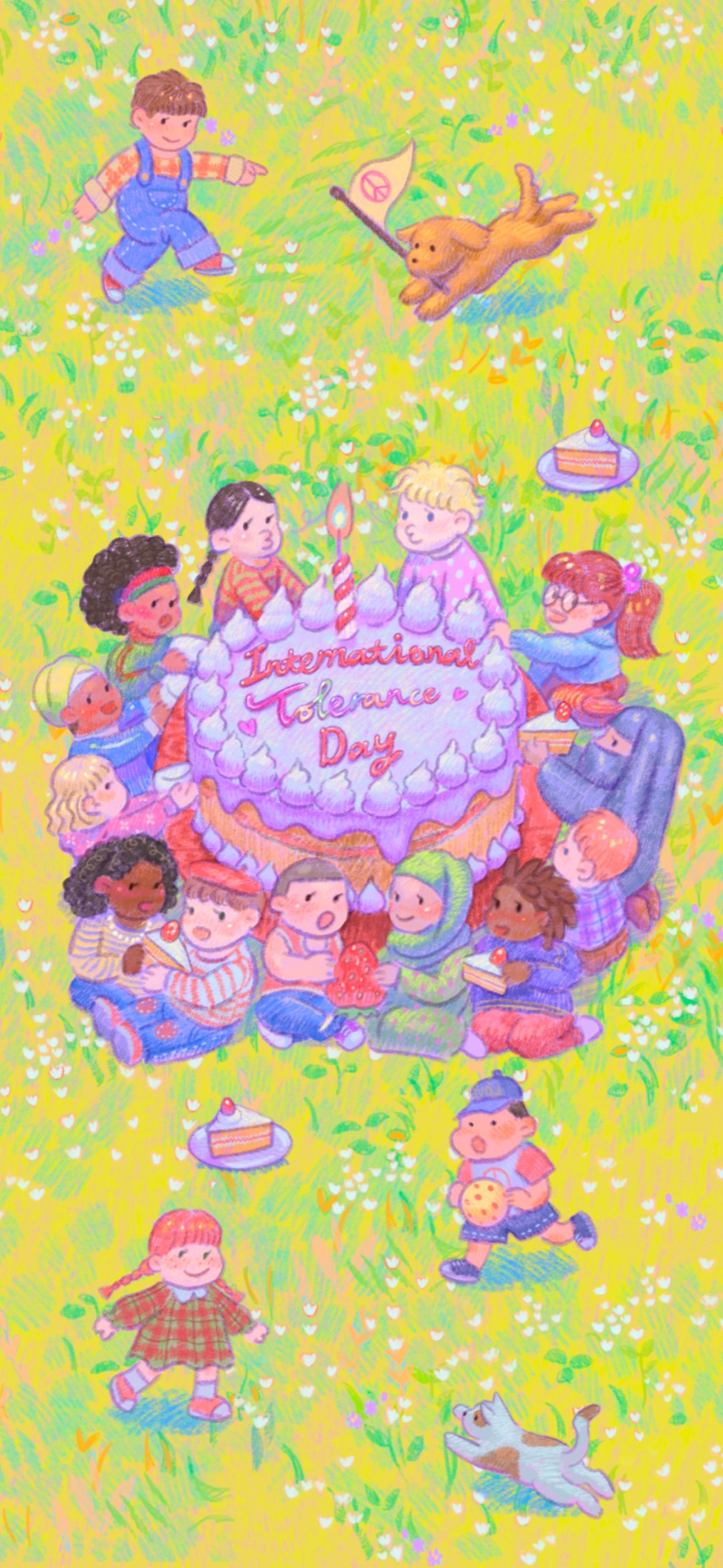 Mobile wallpaper adapted from the International Day for Tolerance illustration.